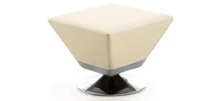 Diamond Swivel Ottoman in Tan and Polished Chrome by Manhattan Comfort