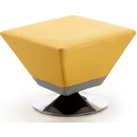 Diamond Swivel Ottoman in Yellow and Polished Chrome by Manhattan Comfort