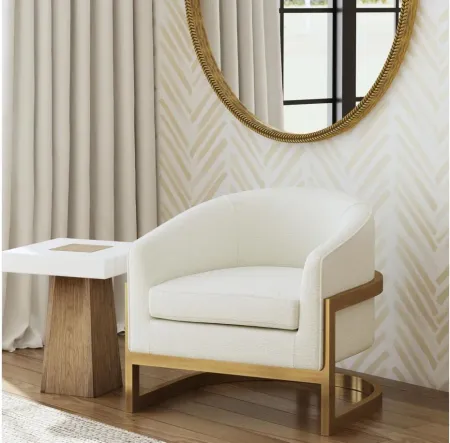 Neve Accent Chair in Ivory;Brushed Gold Frame by Bassett Mirror Co.