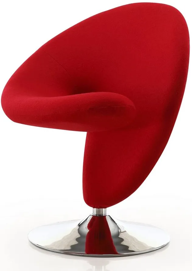 Curl Swivel Accent Chair (Set of 2) in Red and Polished Chrome by Manhattan Comfort