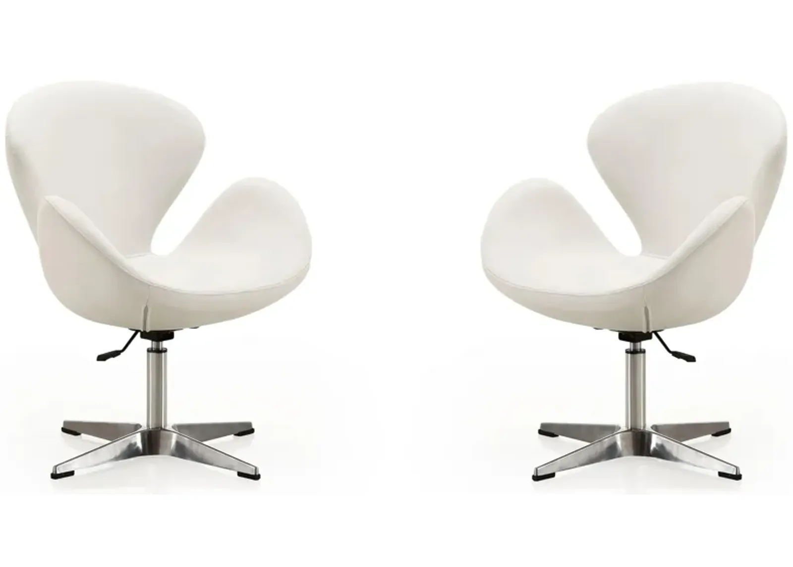 Raspberry Adjustable Swivel Chair (Set of 2) in White and Polished Chrome by Manhattan Comfort