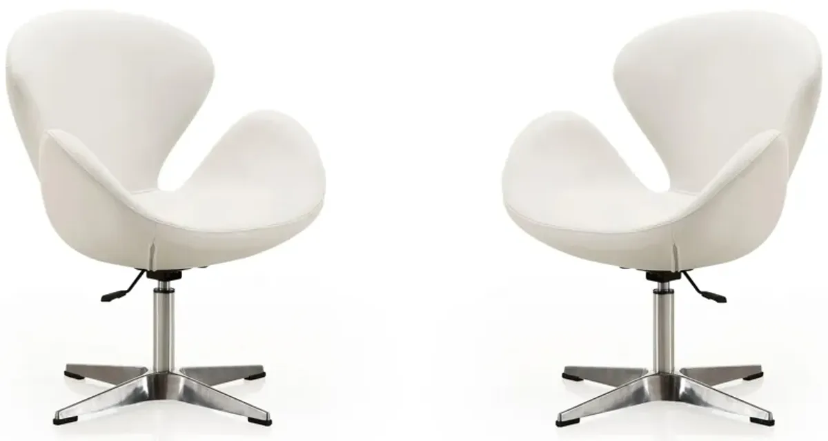 Raspberry Adjustable Swivel Chair (Set of 2) in White and Polished Chrome by Manhattan Comfort