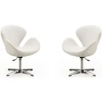Raspberry Adjustable Swivel Chair (Set of 2) in White and Polished Chrome by Manhattan Comfort