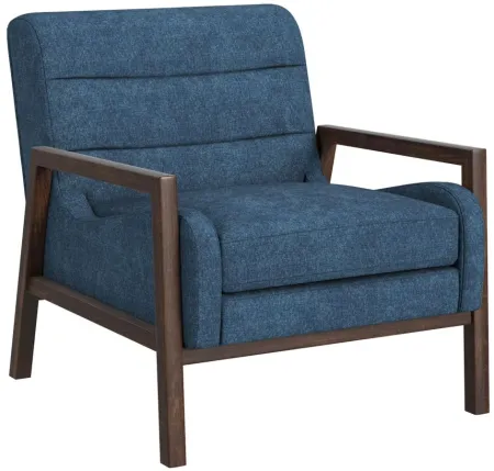 Burton Accent Chair in Indigo;Brown Walnut Frame by Bassett Mirror Co.