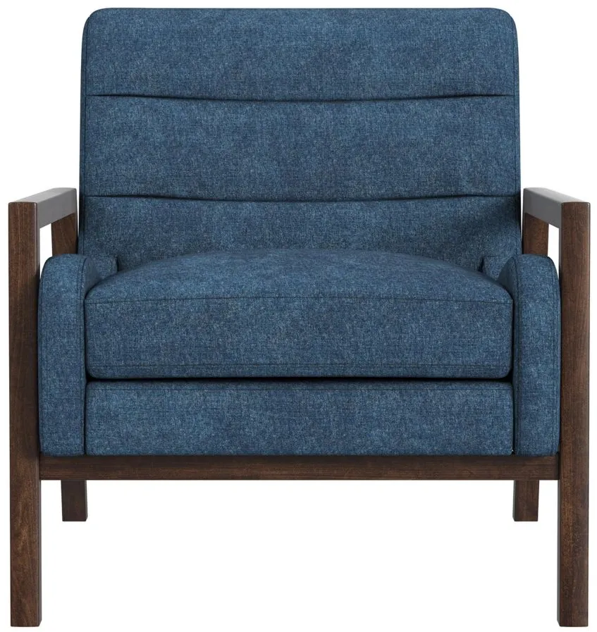 Burton Accent Chair in Indigo;Brown Walnut Frame by Bassett Mirror Co.