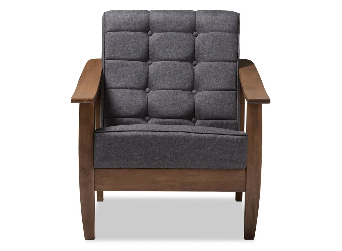 Larsen Lounge Chair in Gray/Walnut by Wholesale Interiors