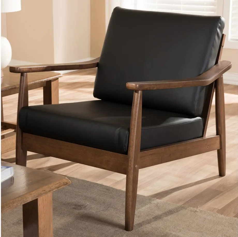 Venza Lounge Chair in Black/"Walnut" Brown by Wholesale Interiors