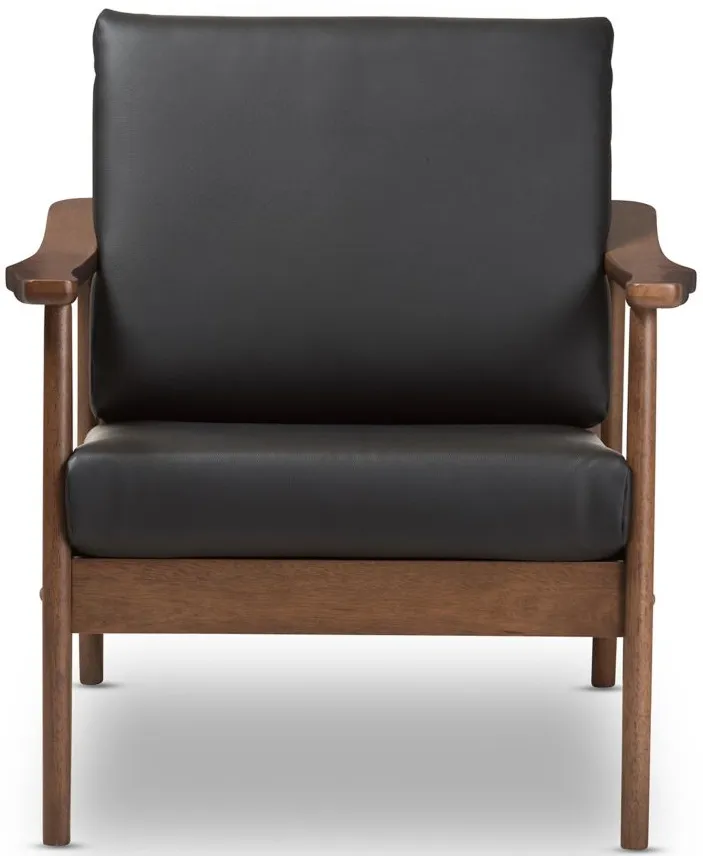 Venza Lounge Chair in Black/"Walnut" Brown by Wholesale Interiors