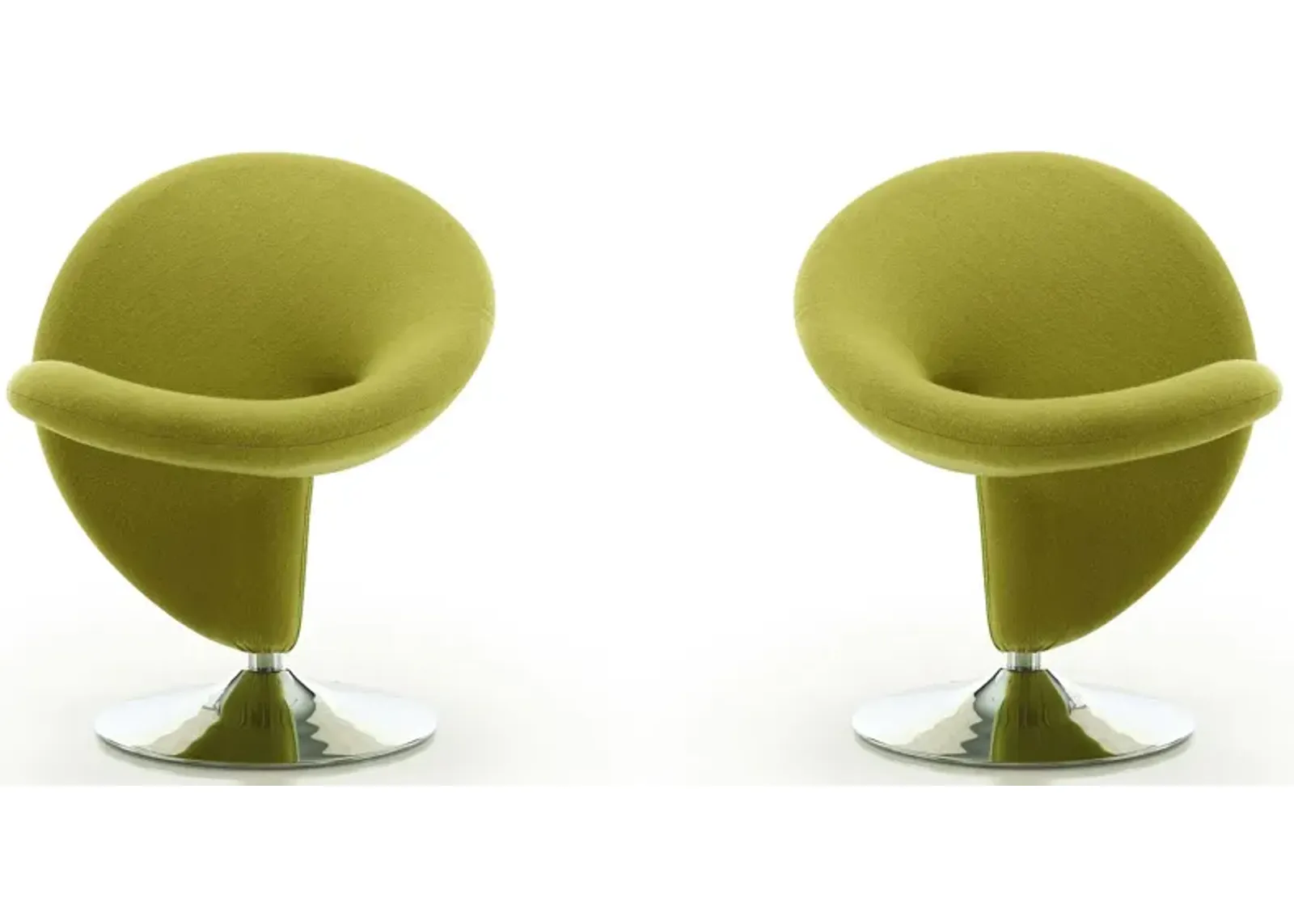 Curl Swivel Accent Chair (Set of 2) in Green and Polished Chrome by Manhattan Comfort