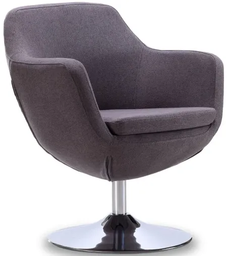 Caisson Swivel Accent Chair (Set of 2) in Grey and Polished Chrome by Manhattan Comfort