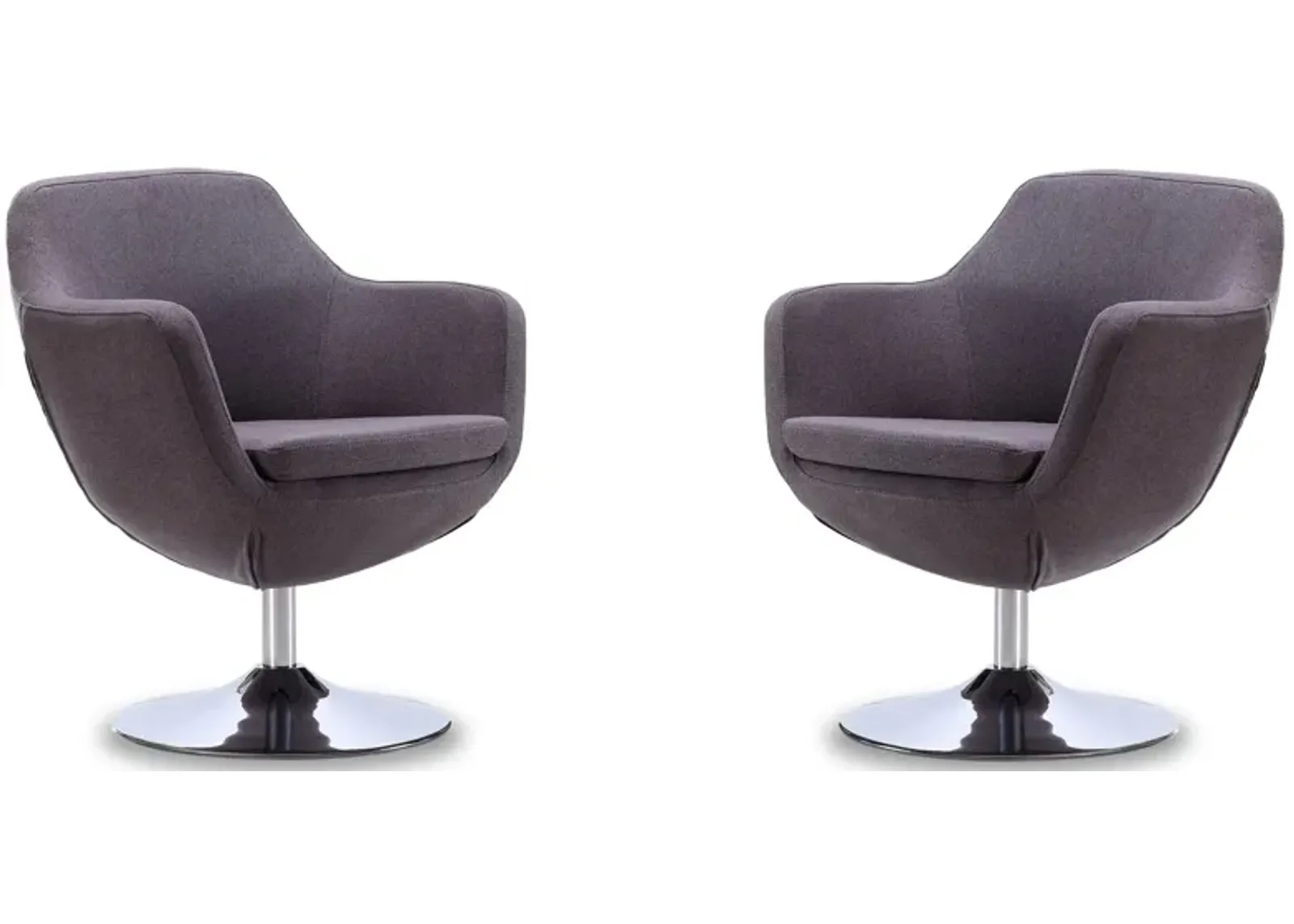 Caisson Swivel Accent Chair (Set of 2) in Grey and Polished Chrome by Manhattan Comfort