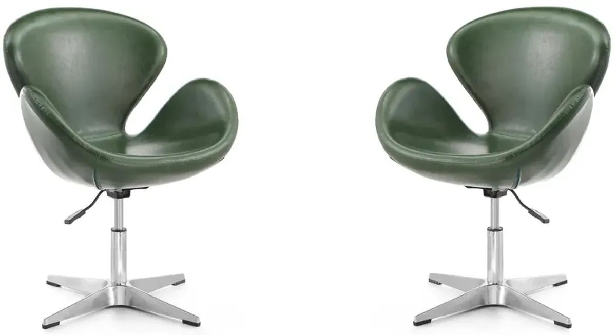 Raspberry Adjustable Swivel Chair (Set of 2) in Forest Green and Polished Chrome by Manhattan Comfort