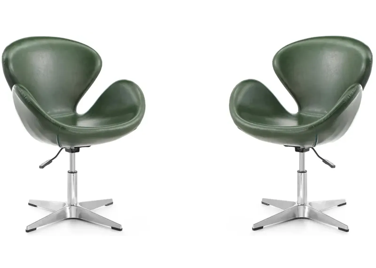 Raspberry Adjustable Swivel Chair (Set of 2) in Forest Green and Polished Chrome by Manhattan Comfort