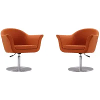 Voyager Swivel Adjustable Accent Chair (Set of 2) in Orange and Brushed Metal by Manhattan Comfort