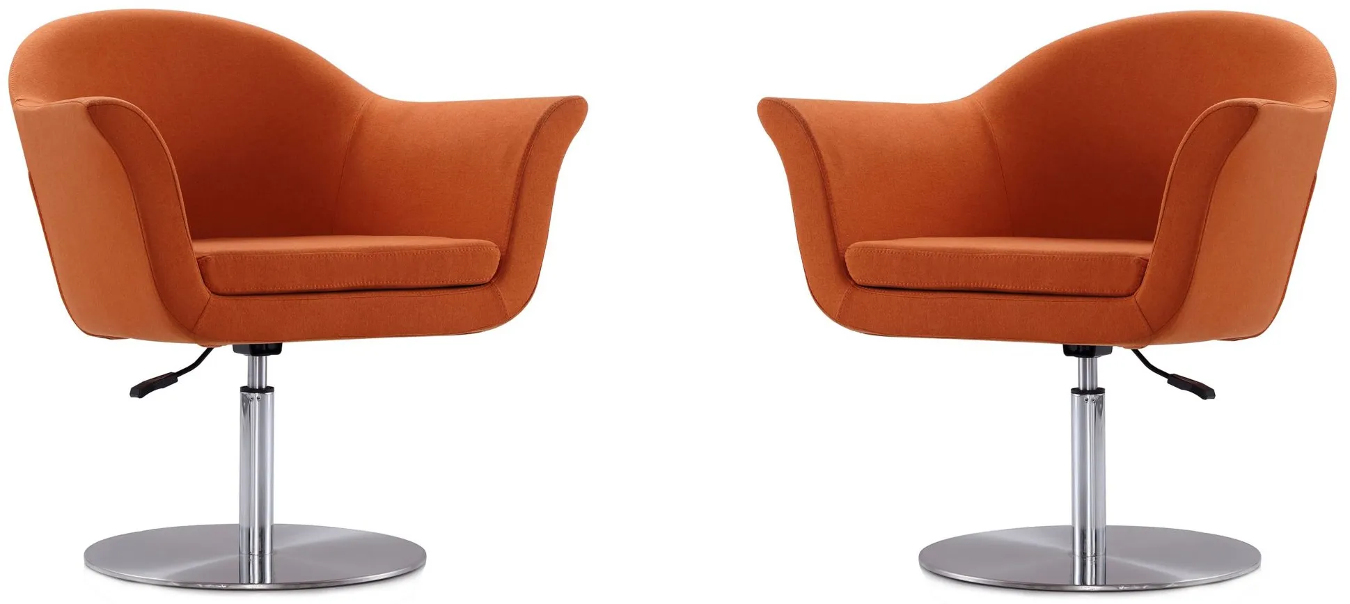 Voyager Swivel Adjustable Accent Chair (Set of 2) in Orange and Brushed Metal by Manhattan Comfort