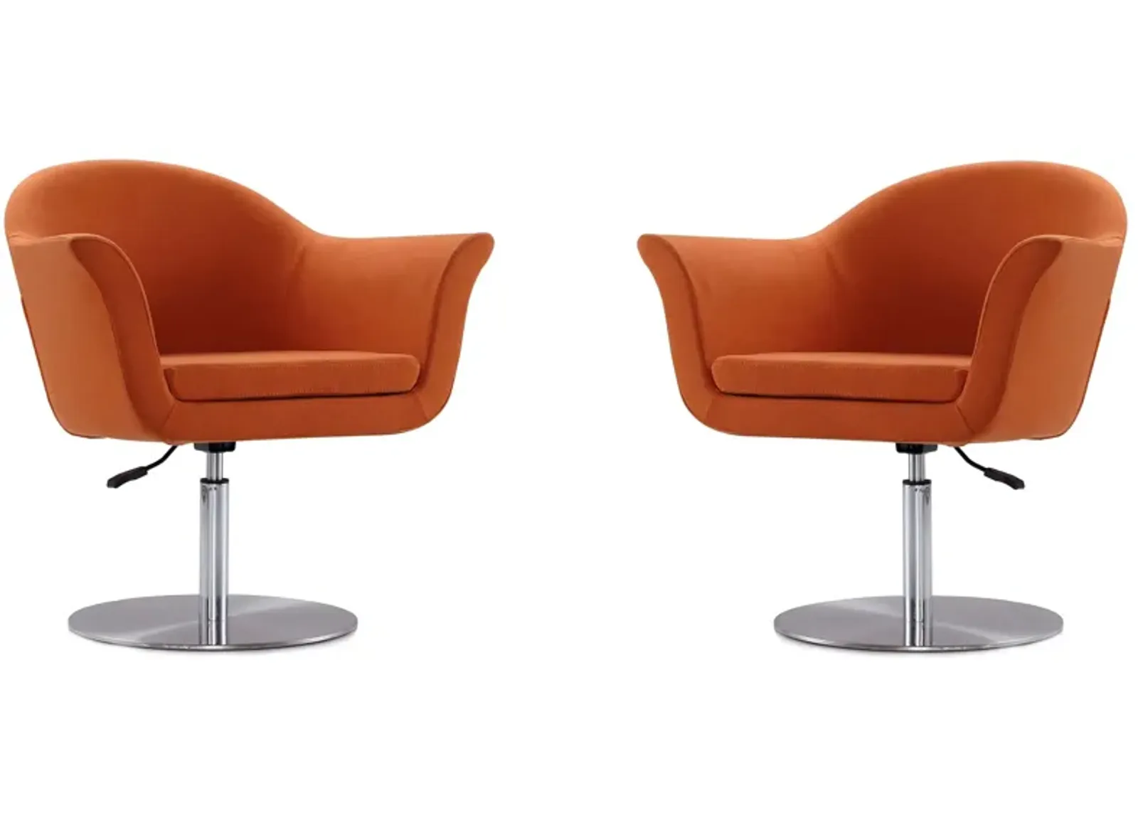 Voyager Swivel Adjustable Accent Chair (Set of 2) in Orange and Brushed Metal by Manhattan Comfort