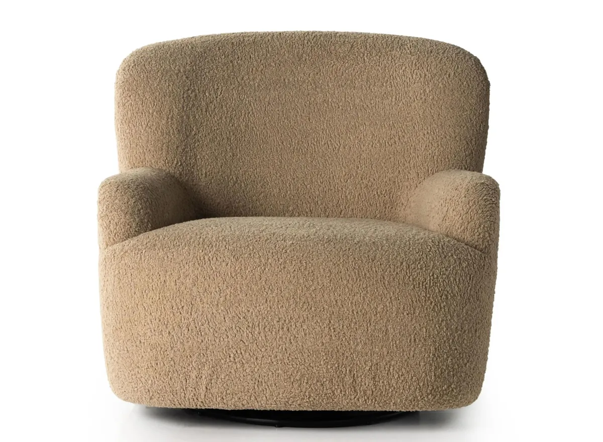 Kadon Swivel Chair in Sheepskin Camel by Four Hands