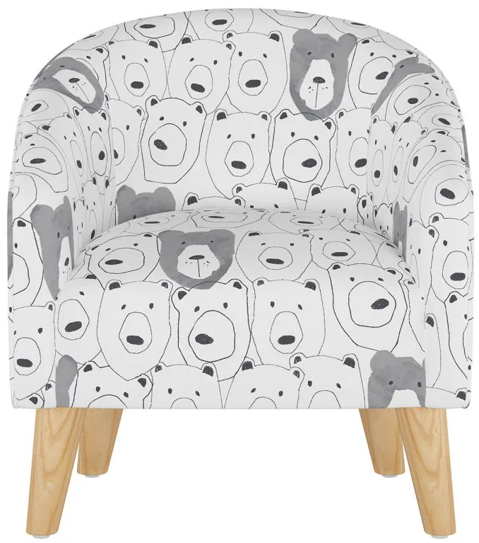 Nathaniel Kids Chair in Bears Sketch White by Skyline