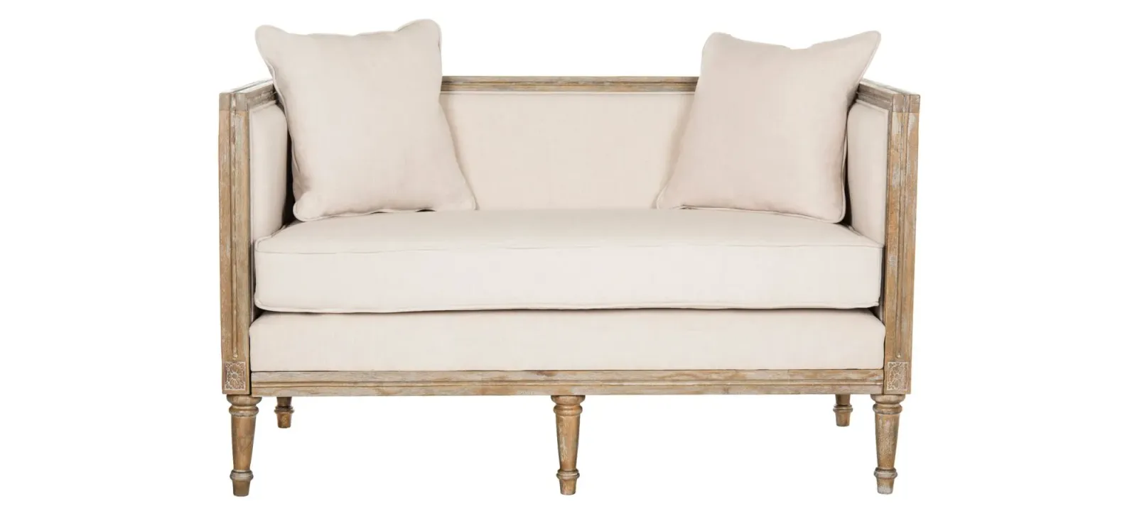 Jaycee Rustic French Country Settee in Beige/Rustic Oak by Safavieh