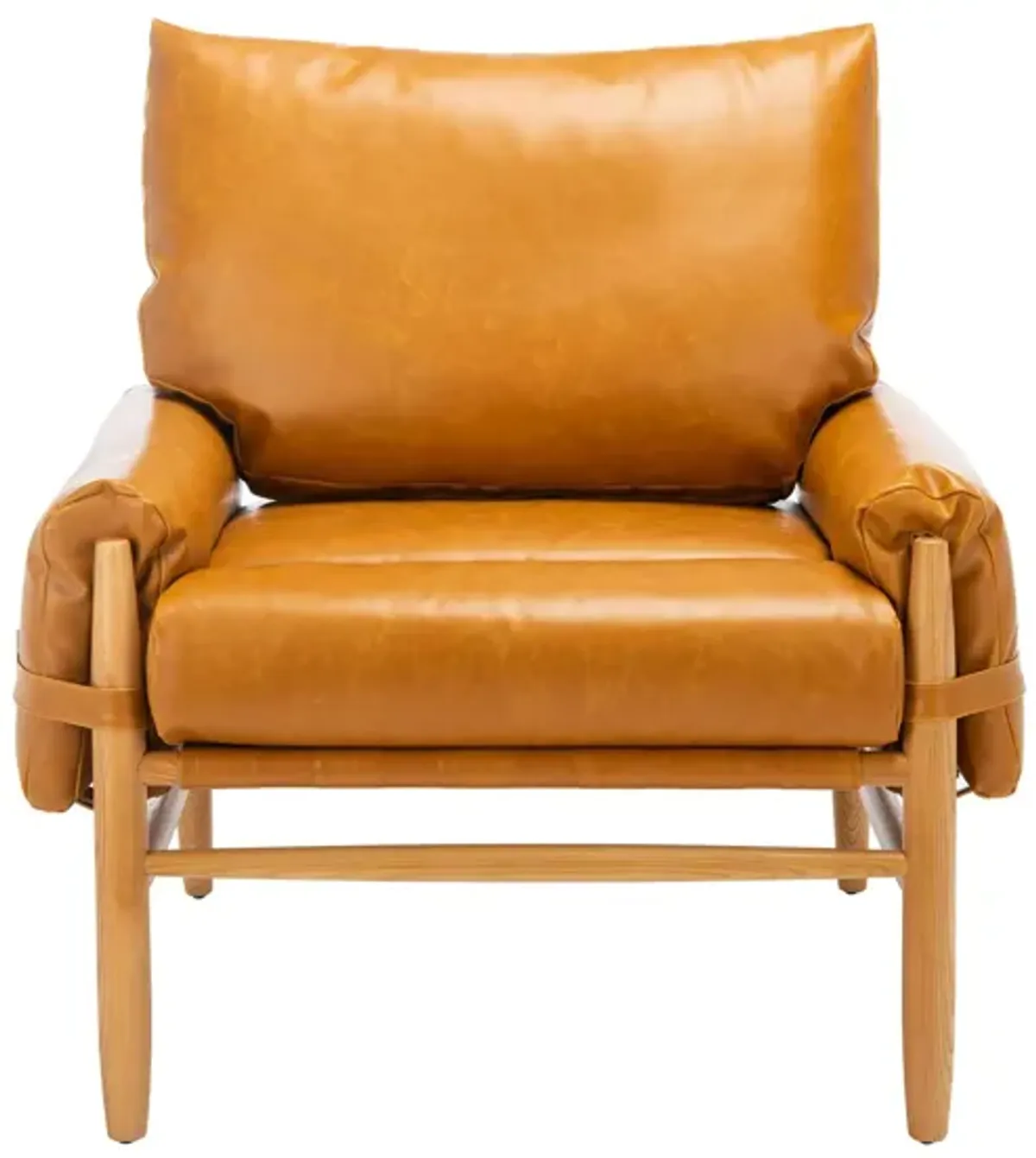 Topanga Mid Century Arm Chair in Caramel/Natural by Safavieh