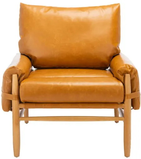 Topanga Mid Century Arm Chair in Caramel/Natural by Safavieh