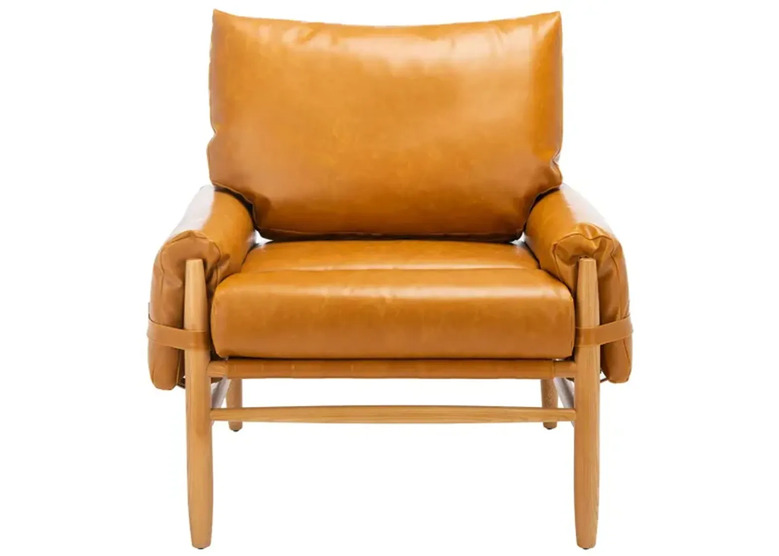 Topanga Mid Century Arm Chair in Caramel/Natural by Safavieh