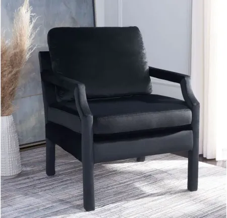 Gordon Upholstered Arm Chair in Black Velvet by Safavieh
