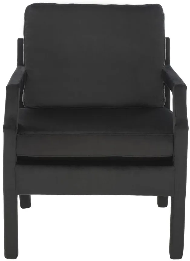Gordon Upholstered Arm Chair in Black Velvet by Safavieh