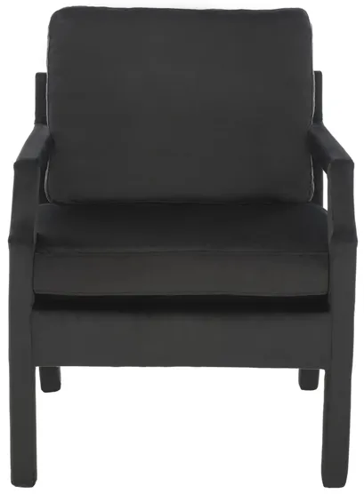 Gordon Upholstered Arm Chair in Black Velvet by Safavieh