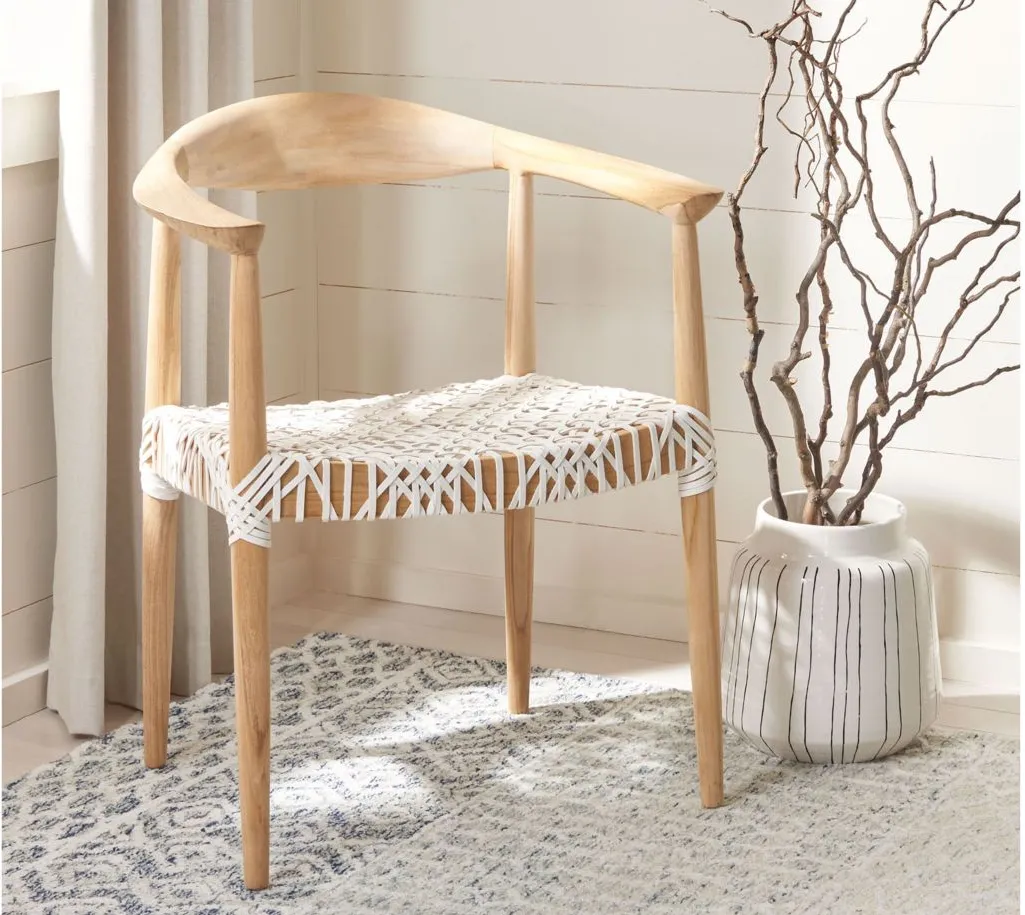 Posh Arm Chair in Light Oak/Off White Seat by Safavieh