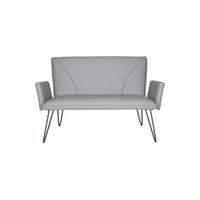 Valerie Mid Century Modern Leather Settee in Gray by Safavieh