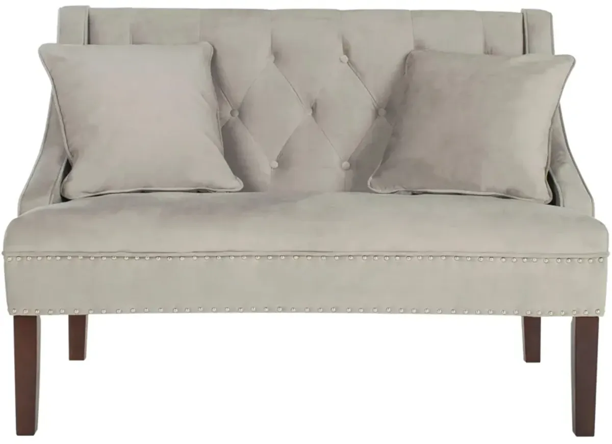 Monroe Velvet Settee in Gray by Safavieh