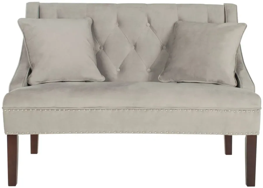 Monroe Velvet Settee in Gray by Safavieh