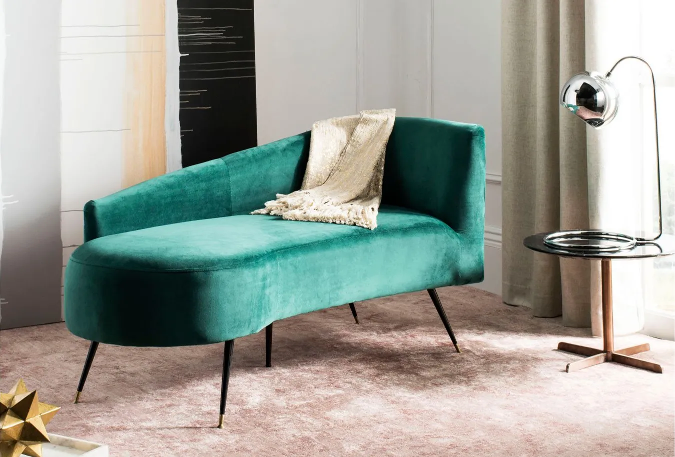 Phoebe Parisian Settee in Emerald/Black by Safavieh