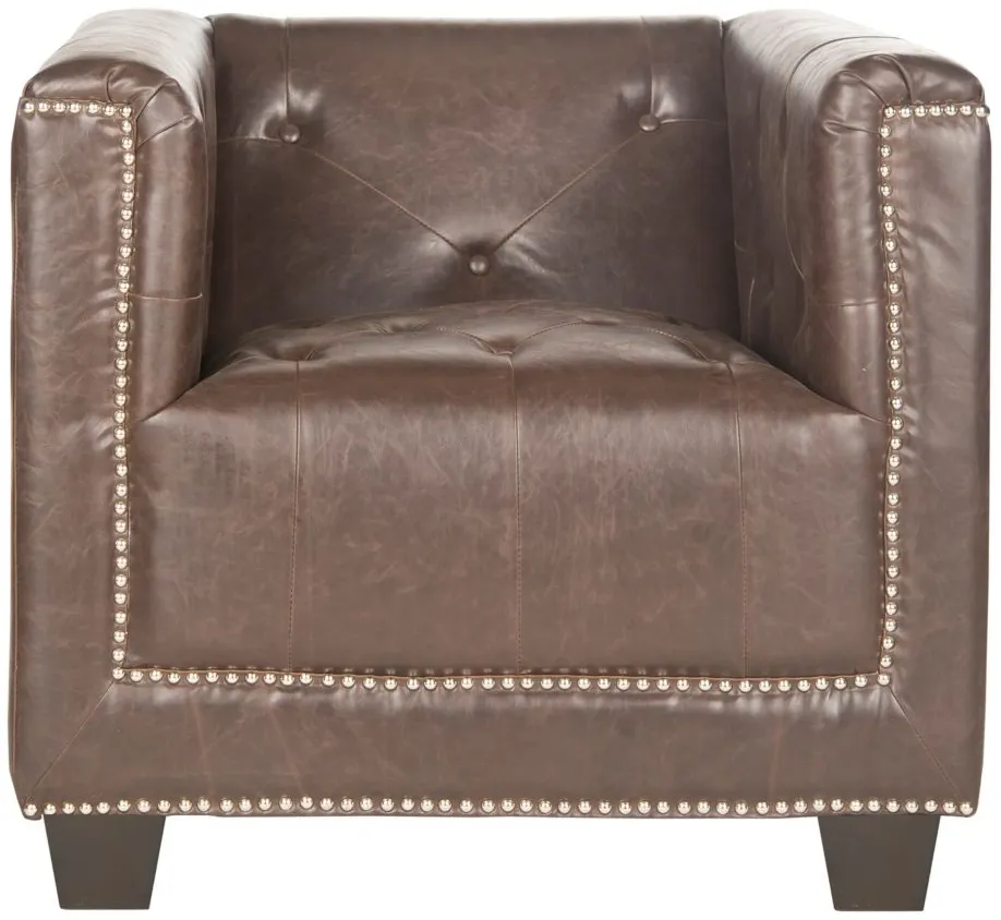 Bentley Club Chair in Antique Brown by Safavieh