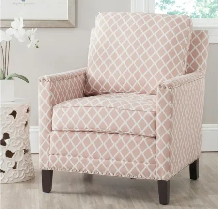 Lola Club Chair in Peach Pink/White by Safavieh