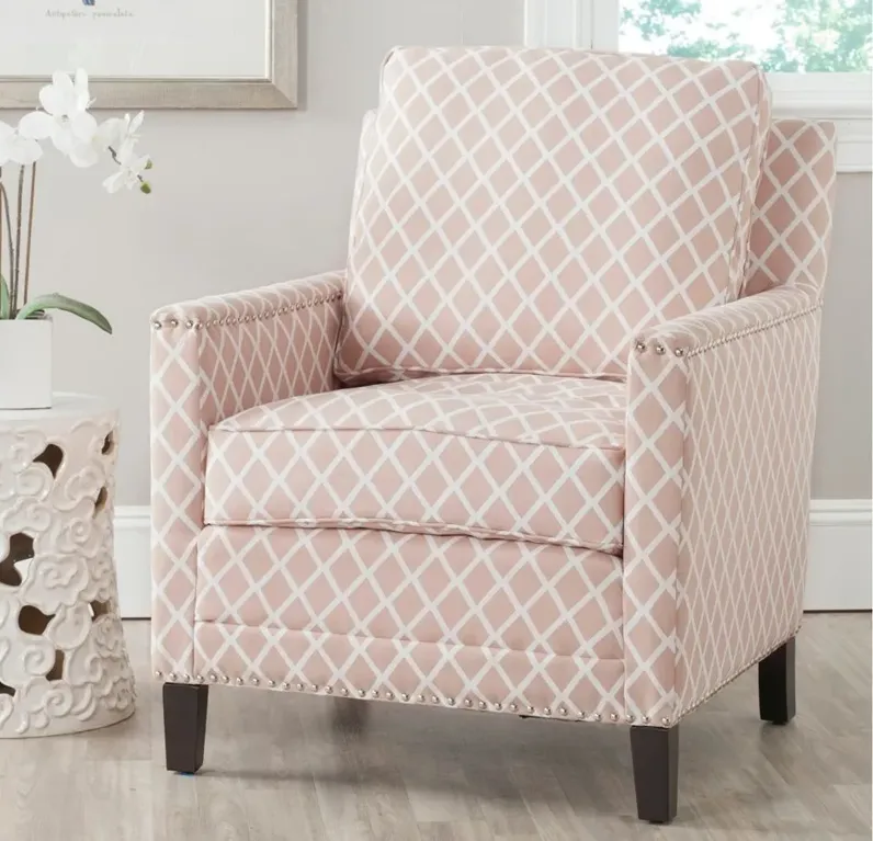 Lola Club Chair in Peach Pink/White by Safavieh