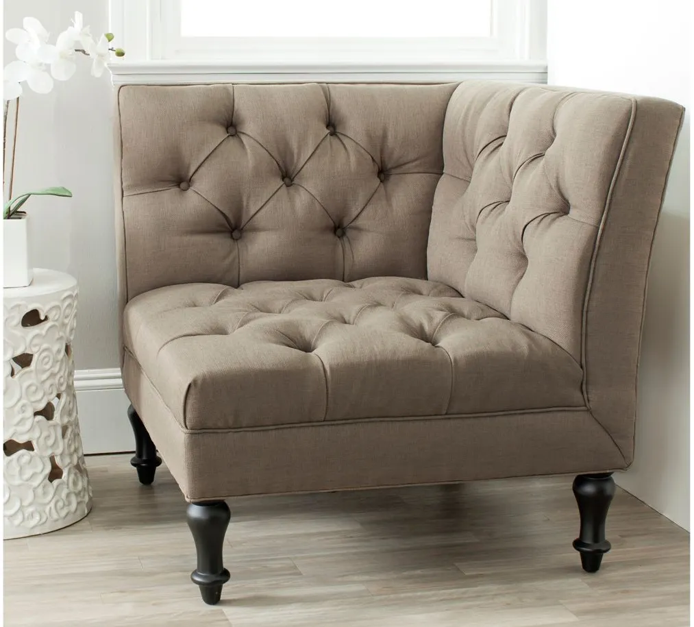 Cruz Tufted Corner Chair in Olive by Safavieh