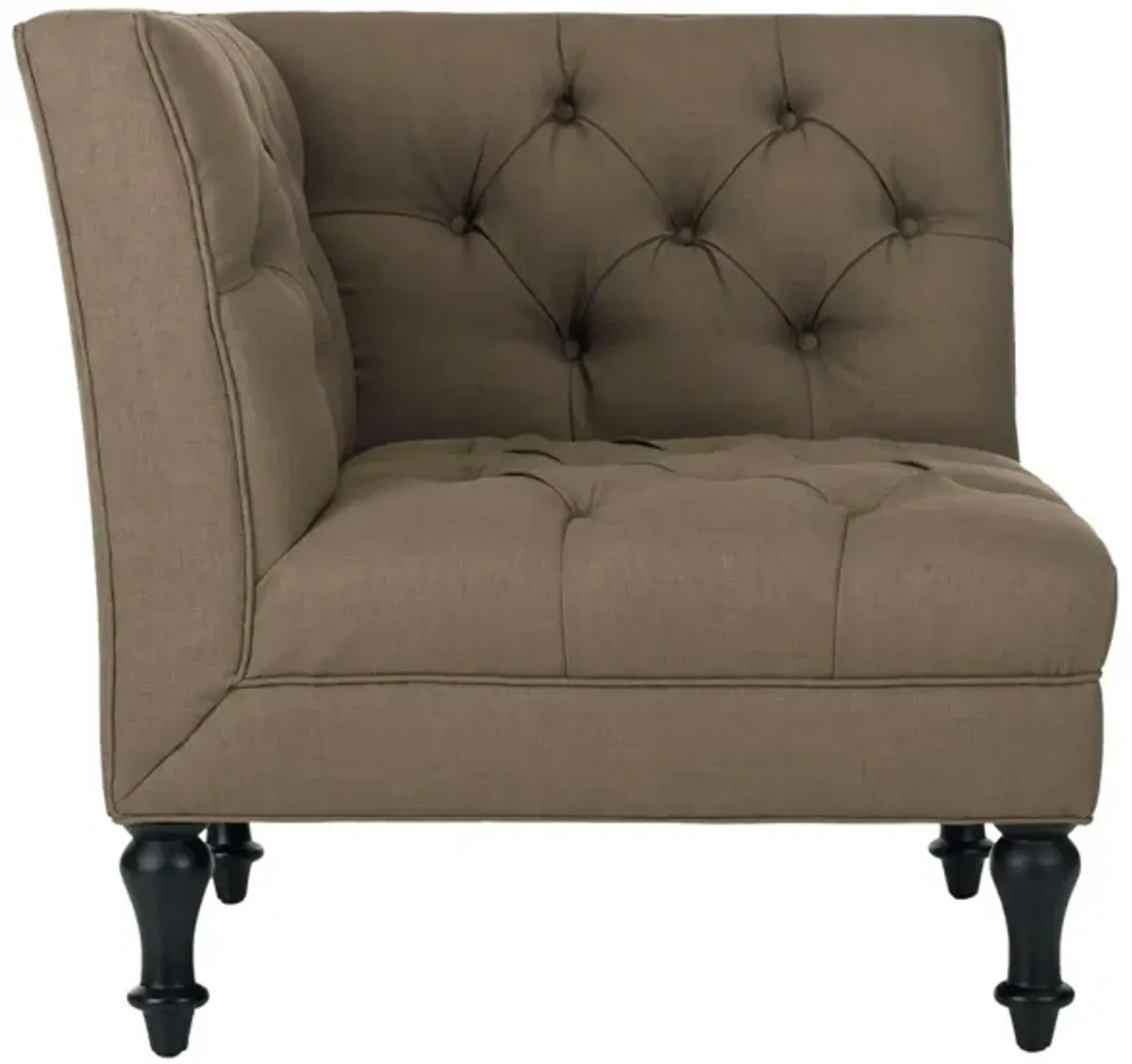 Cruz Tufted Corner Chair in Olive by Safavieh