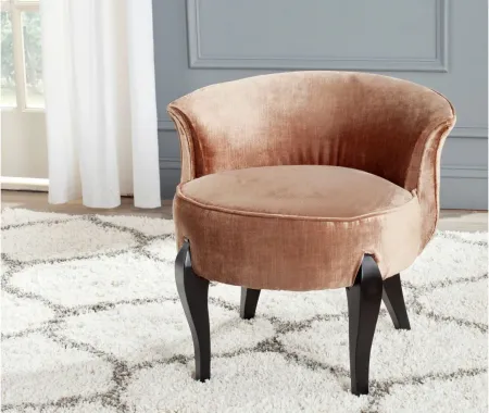 Wrenlow French Leg Linen Vanity Chair in Brown by Safavieh