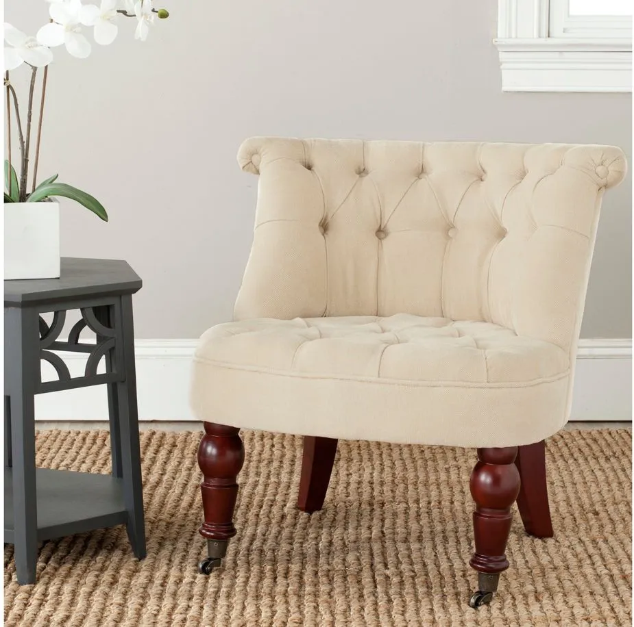 Charlotte Tufted Chair in Natural Cream by Safavieh