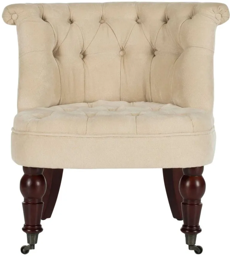 Charlotte Tufted Chair in Natural Cream by Safavieh