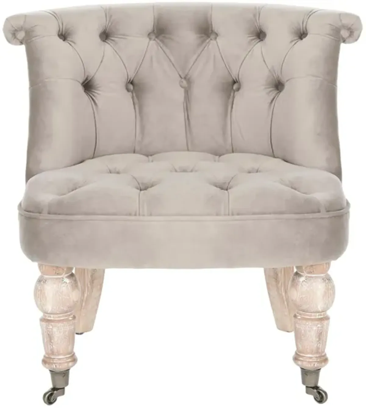 Charlotte Tufted Chair in Mushroom by Safavieh