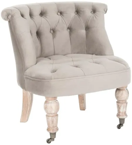 Charlotte Tufted Chair in Mushroom by Safavieh
