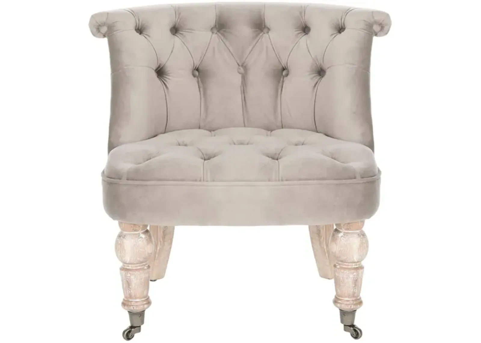 Charlotte Tufted Chair in Mushroom by Safavieh