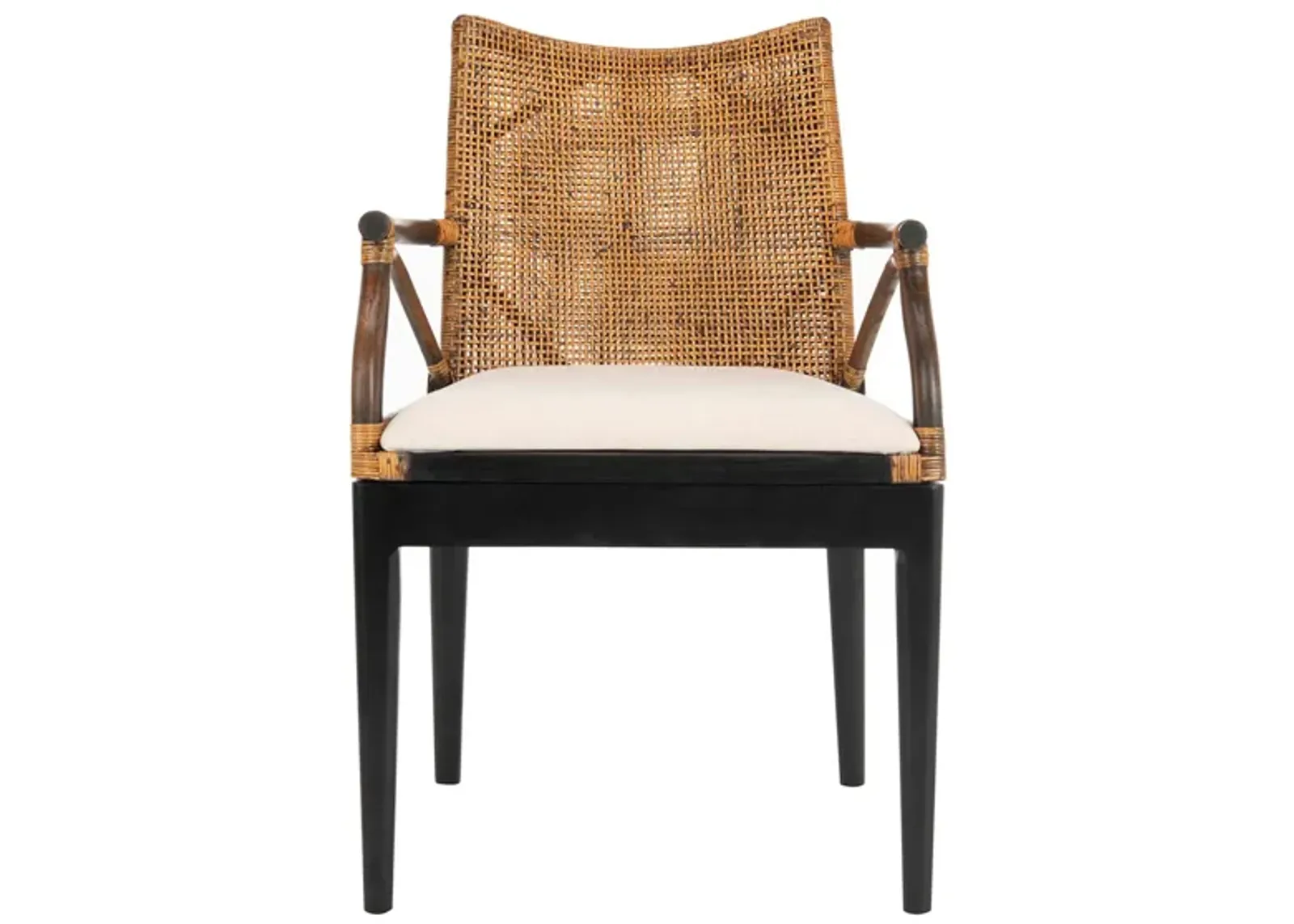 Johan Arm Chair in Brown/Black Legs/White Cushion by Safavieh