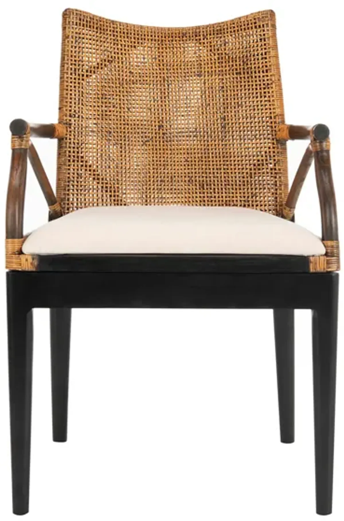 Johan Arm Chair in Brown/Black Legs/White Cushion by Safavieh