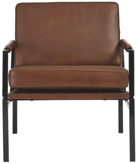 Puckman Leather Accent Chair in Brown/Silver Finish by Ashley Express