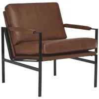 Puckman Leather Accent Chair in Brown/Silver Finish by Ashley Express
