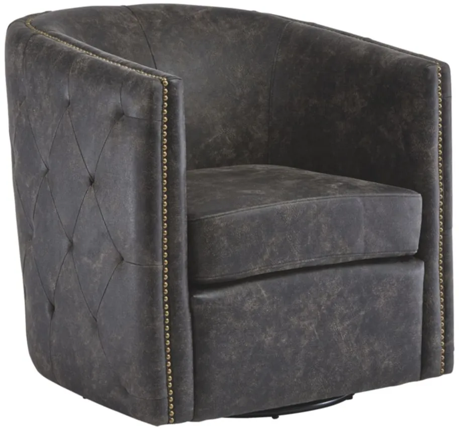 Brentlow Swivel Chair in Distressed Black by Ashley Express